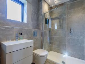 a bathroom with a toilet and a sink and a shower at 3 Bed in Ludlow 83865 in Lane to Richards Castle +30 photos