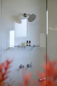 a bathroom with a shower with a glass door at Hartzell One Seven in Wilyabrup