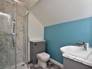 Un baño con inodoro, lavabo y ducha. en 4 Bed in Conwy 66510, en Llanrwst 25 fotos más