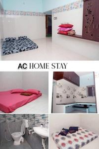 a collage of photos of a room with aac home stay at Raja Residency & Room stay in Papanāsam +3 photos