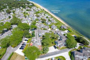 an aerial view of a village next to the ocean at Vineyard Sound Retreat Sleeps 6 in Mashpee