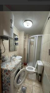 a bathroom with a toilet and a shower and a sink at Ohrid in Ohrid
