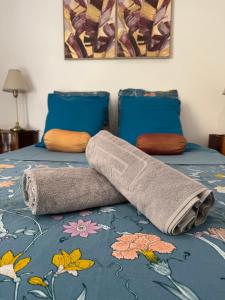a towel laying on top of a bed at Charmant T2 à 5 minutes de l'Aéroport d'Orly in Paray-Vieille-Poste