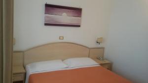 a bedroom with a bed and a picture on the wall at Hotel Corallo in Torre Santa Sabina