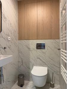 ein Badezimmer mit Toilette und Waschbecken in der Unterkunft Luxapartments - Lake View Apartment 202 in Penati Golf Resort in Šajdíkove Humence + 15 Fotos