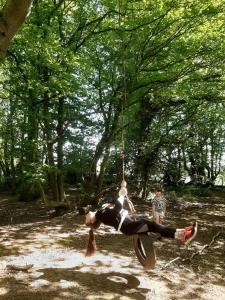 una persona su un'altalena a ruota in un parco di Tarly Pit a Cranbrook