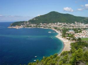 an aerial view of a beach and the ocean at Seabreeze apartments Budva in Budva