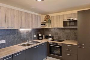 Dapur atau dapur kecil di 3-rooms apartment in front of snow