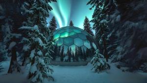 SKOG Aurora igloos semasa musim sejuk