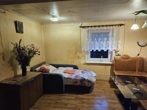 a bedroom with a bed and a window at Straupes in Isnauda