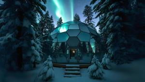 SKOG Aurora igloos semasa musim sejuk