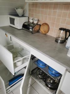 Kuchyňa alebo kuchynka v ubytovaní Kaméleon Apartmanház EV töltéssel
