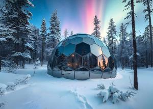 SKOG Aurora igloos semasa musim sejuk