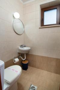 a bathroom with a toilet and a sink and a mirror at Rena's house in Zenempisátika +6 photos