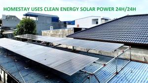 a group of solar panels on the roof of a building at Nam My Van Homestay - Thai Nguyen in Thái Nguyên