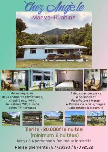 ein Flyer für eine Immobilienagentur mit einem Haus in der Unterkunft Chez Angele in Faie