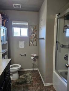 a bathroom with a toilet and a shower at providing spare luxury rooms for rent in Pasco +6 photos