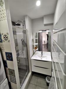 Koupelna v ubytování appartement T3 55m2 climatisé, Port deToulon