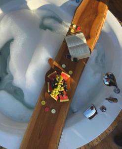 a model of a boat in a bath tub at Boheme Bungalow Sapanca in Sapanca