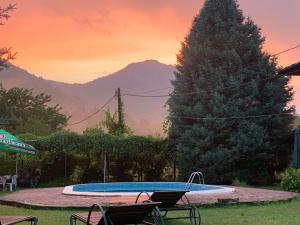 ein Swimmingpool in einem Garten mit einem Baum in der Unterkunft Guest House Efrosina in Glozhene