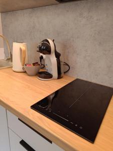 a mixer sitting on a counter in a kitchen at Willa Muszelka - Apartamenty in Świnoujście