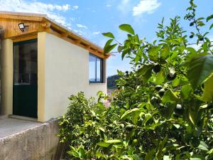 a house with a green door and some trees at Room 'Šima' with private bathroom and free air-conditioned summer kitchen in Šarića Struga