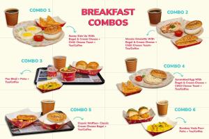 a menu of breakfast combos with breakfast foods at goSTOPS Mussoorie, Library Road in Mussoorie