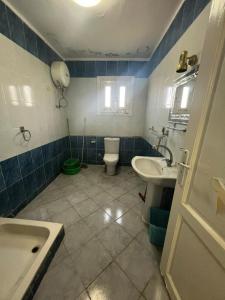 a bathroom with a toilet and a sink at قرية الفيروز السياحيه وقرية الشروق وقرية كرير لاجون in Dawwār Ḩalīs