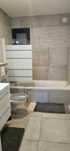 a bathroom with a tub and a toilet and a sink at ANAHATA Appartement-Maison in Saint Paul de Vence +22 photos