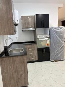 ハルガダにあるLa Prestigia chaletのシンクとコンロのあるキッチン