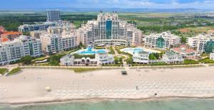 an aerial view of a resort with a beach and buildings at Sunset Resort Apartament C3 - 22 in Pomorie