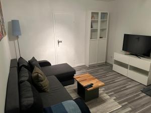 TV a/nebo společenská místnost v ubytování Ferienwohnung am Waldrand mit großem Garten