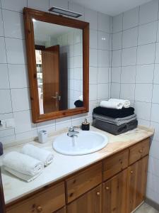 a bathroom with a sink and a mirror at Casa Laura in Deltebre