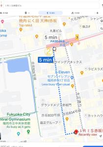 a screenshot of a google map at Guest house AKASAKA in Fukuoka