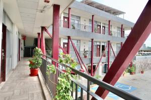 uma varanda de um edifício com vasos de plantas em Hotel Yorio Inn em Tuxpan de Rodríguez Cano