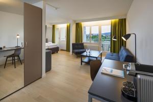 Voodi või voodid majutusasutuse VitalBoutique Hotel Zurzacherhof toas