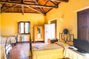 a living room with a bed and a tv in it at Feudo di Villa Anticaglia in Briatico