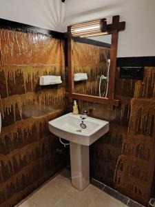 un bagno con lavandino e specchio di Sigiriya Nature Resort a Sigiriya