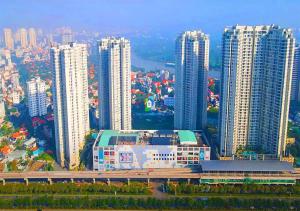 an aerial view of a city with tall buildings at Condo Masteri Thao Dien in Ho Chi Minh City