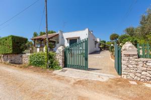 レウカにあるVilla La Tortora by BarbarHouseの道路側の緑の門のある家