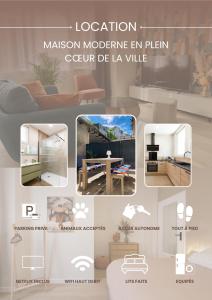 un collage di immagini di un soggiorno di Le Cotin des Cordiers 1, F3 avec SA PLACE DE PARKING INCLUS a Le Tréport