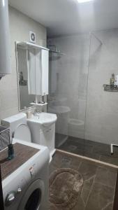 a bathroom with a shower and a toilet and a sink at DSM & Victory in Plužine