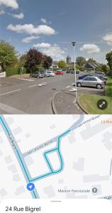 a map of a parking lot with a car parked at Studio idéalement situé au cœur de la ville et des activités in Loudéac