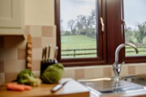 a kitchen counter with a sink and a window at The Catlow in Parwich +17 photos