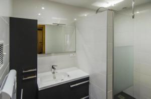 a bathroom with a sink and a shower at Ferienwohnung Monseigneur 4 Bis 6 Personen in Obernai +2 photos