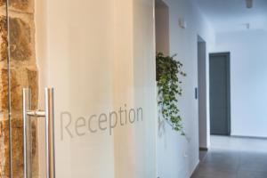 a refridgerator in a hallway with a plant at Axopetra Boutique Hotel in Agiassos +264 photos