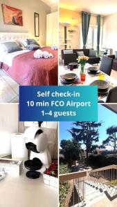 a collage of pictures of a bedroom and a living room at ROMA ARCHAEOLOGICAL PARK Apartment in Ostia Antica