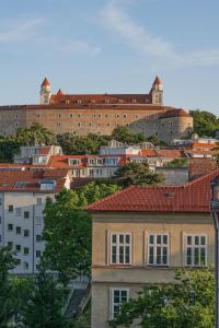 Vistas a una ciudad con edificios en el fondo en City Mini Studio, en Bratislava