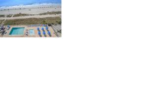 an aerial view of the beach and pool at the resort at Regency Towers APT 904 in Myrtle Beach