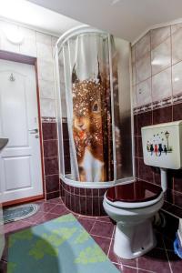 łazienka z toaletą i prysznicem w obiekcie Apartman Tanja w mieście Subotica +15 zdjęć